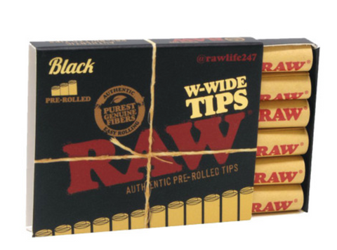 RAW | Black W-Wide Pre Rolled Tips Filtros 18ct
