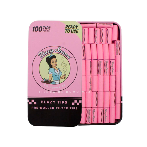 Blazy Susan | Pink Pre Rolled Filter Tips 100ct Caja Metalica