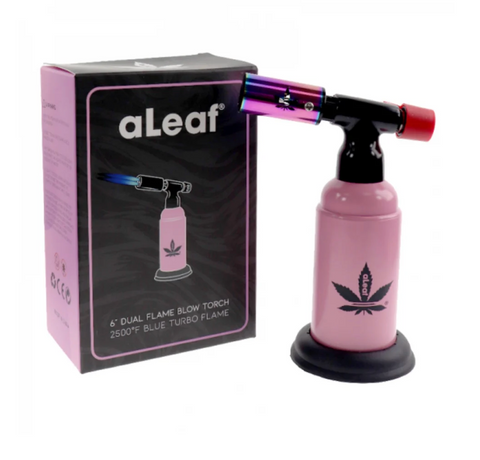 aLeaf | Dual Flame Blow Torch Blue Turbo Flame 6"