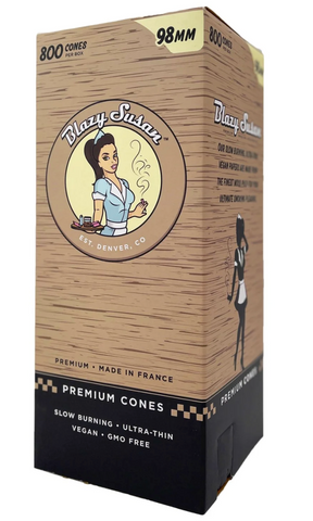 Blazy Susan | Unbleached Pre Rolled Cones Box 98mm