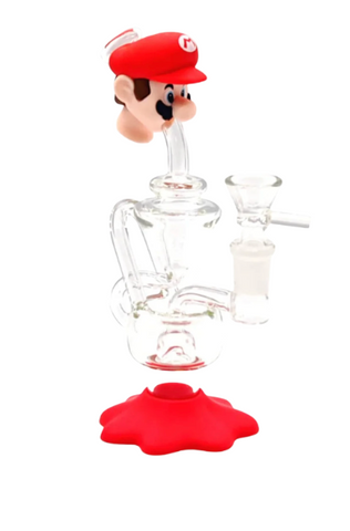 Glass Recycler Mario Waterpipe 7" Silicone 🍄