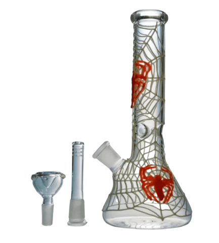 Bong Pyrex Glow in the Dark Spider Web 30cm Water Pipe
