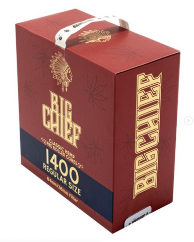 Big Chief Rice Paper Pre Rolled Cones Regular Size 1400 pzs